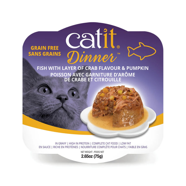 Repas de poisson pour chat avec arôme de crabe et citrouille, 80 g - Animatout