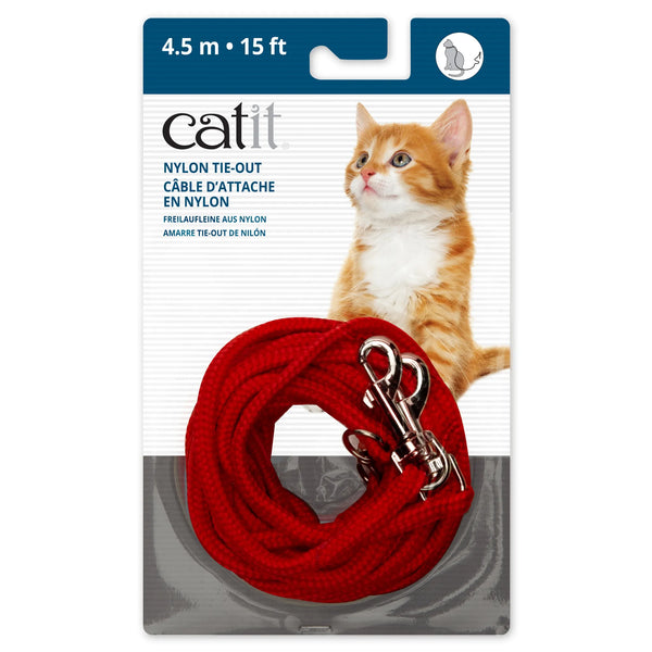 Câble d’attache pour chats Catit en nylon pour l’extérieur, rouge, 4,5 m (15 pi)