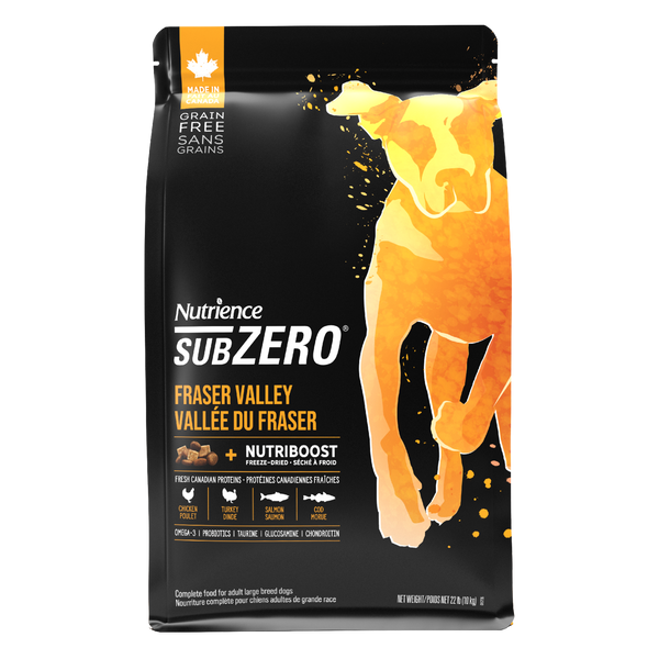 Nourriture Nutrience SubZero Sans grains pour chiens, Vallée du Fraser, 10 kg
