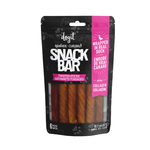 Gâteries pour chien Snack Bar bâtonnets, peau de bœuf, collagène et canard, paquet de 6 - Animatout
