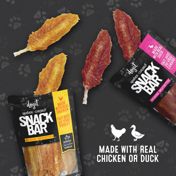 Gâteries pour chien Snack Bar brochettes de canard et peau de bœuf, 100 g
