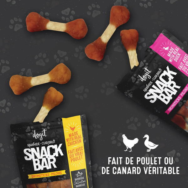 Gâteries pour chien Snack Bar pilons de canard et peau de bœuf, 100 g - Animatout