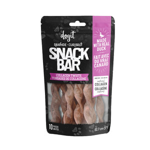 Gâteries pour chien Snack Bar torsades de collagène au canard, paquet de 10 - Animatout
