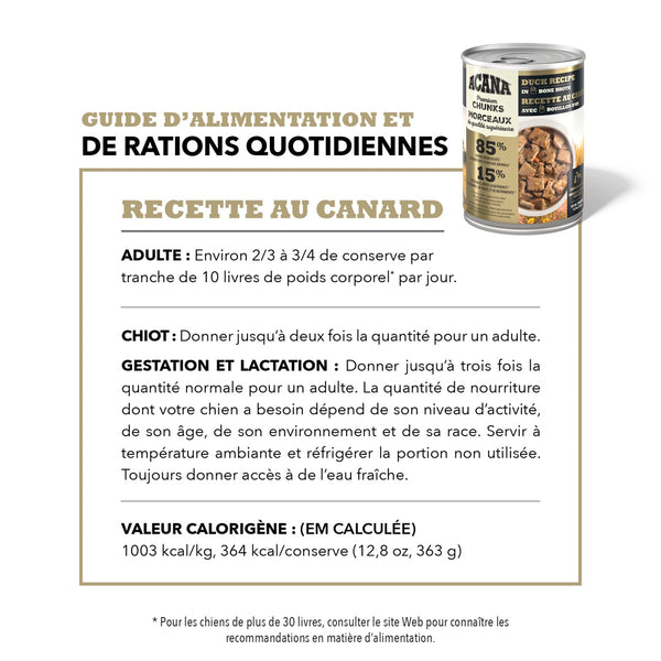 Nourriture pour chien morceaux de canard avec bouillon d'os 363 g