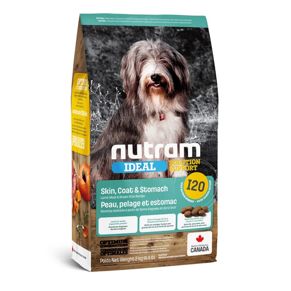 Nourriture pour chien IDEAL (I20) ,peau, pelage & estomac sensible, agneau & riz brun