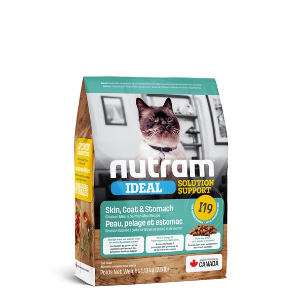 Nourriture pour chat IDEAL (I19) , peau, pelage & estomac sensible, poulet & saumon