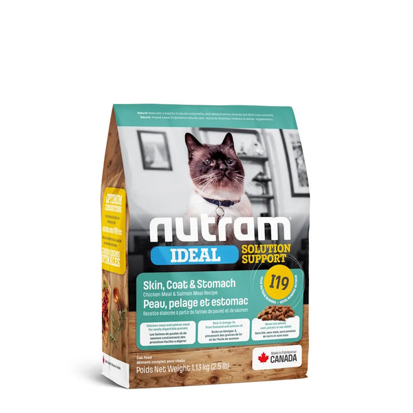 Nourriture pour chat IDEAL (I19) , peau, pelage & estomac sensible, poulet & saumon