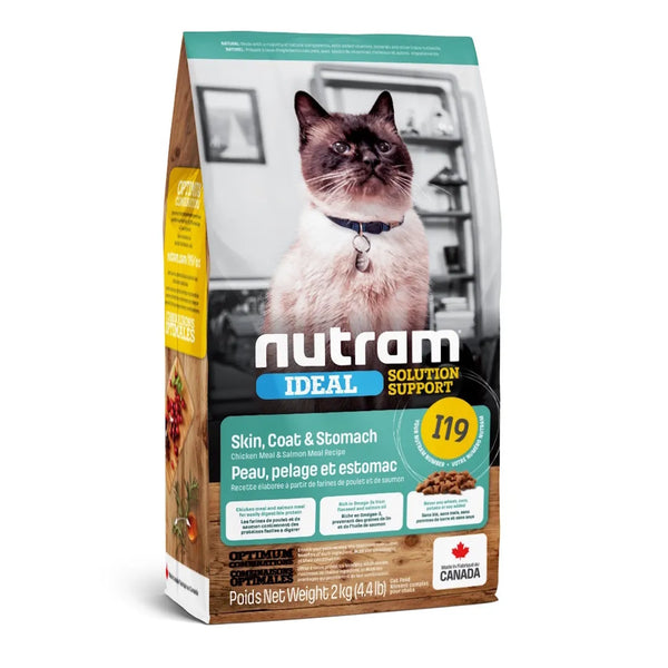 Nourriture pour chat IDEAL (I19) , peau, pelage & estomac sensible, poulet & saumon