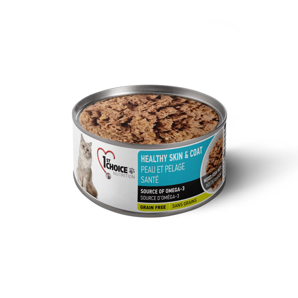 Nourriture en conserves pour chat, peau et pelage santé - pâté de poisson sans grains 156 g - Animatout