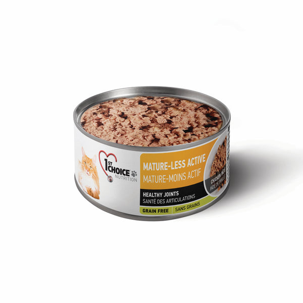 Nourriture en conserves pour chat, mature et moins actif - pâté de poulet sans grains 156 g - Animatout