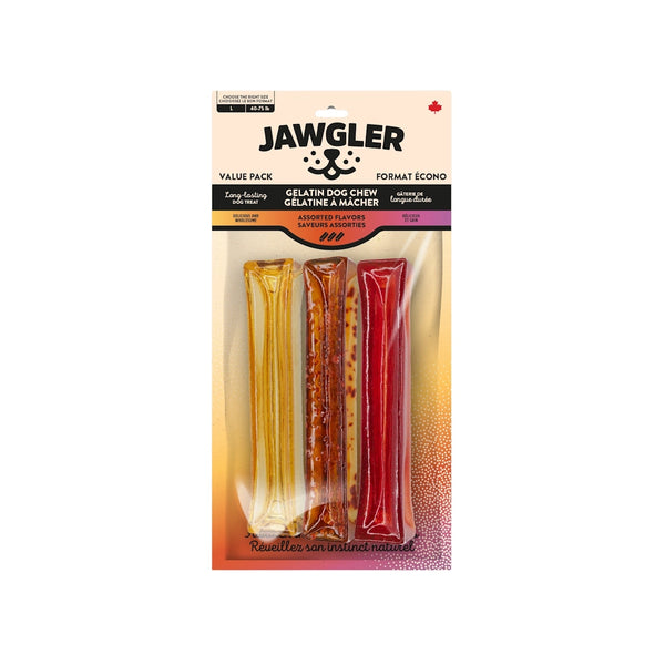 Gâterie pour chien - Gélatine à Mâcher - saveurs assorties paquet de 3 unités