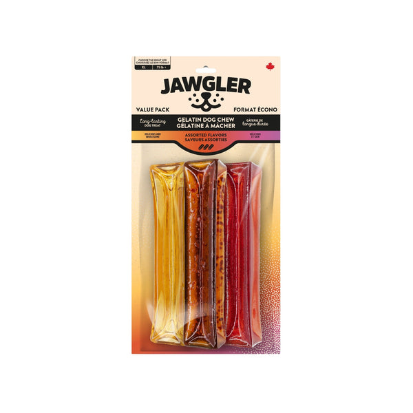 Gâterie pour chien - Gélatine à Mâcher - saveurs assorties paquet de 3 unités