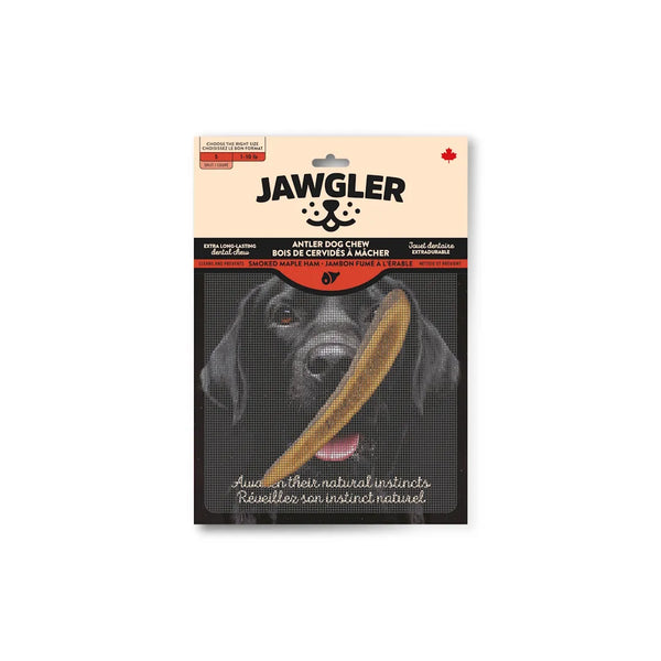 Bois de cervidés à mâcher pour chiens, coupé - jambon fumé à l'érable