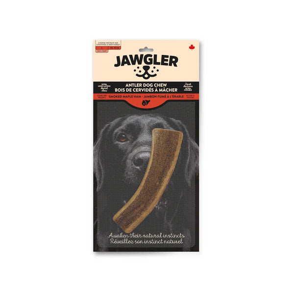 Bois de cervidés à mâcher pour chiens, coupé - jambon fumé à l'érable
