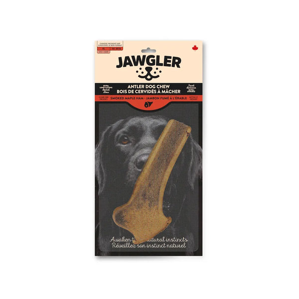 Bois de cervidés à mâcher pour chiens, coupé - jambon fumé à l'érable