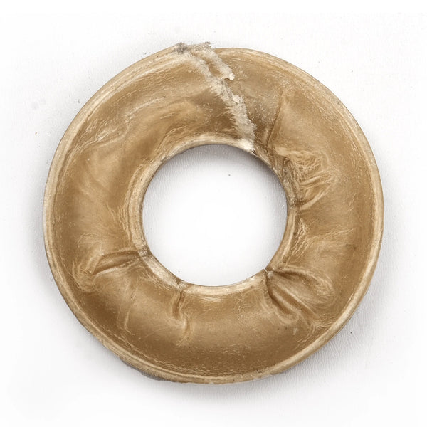 Os de cuir pour chien - anneaux pressés en cuir brun