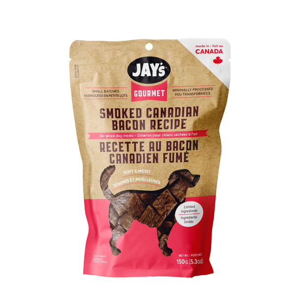 Jay's Gourmet, gâteries pour chien, bacon canadien fumé