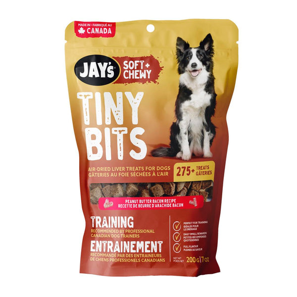 Jay's Tiny Bits, gâteries d'entraînement pour chien, beurre d'arachides et bacon
