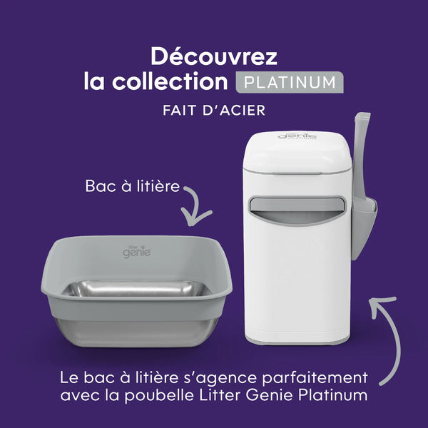 Bac à litière Litter Genie Platinum avec fond fait d'acier inoxydable