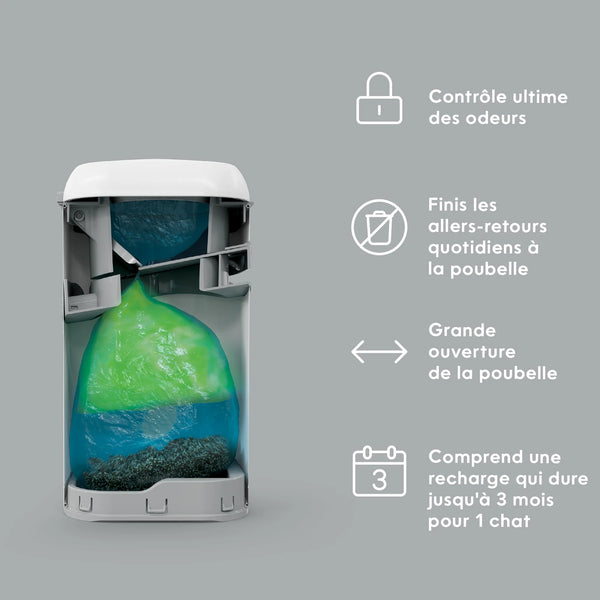 Poubelle à litière Litter Genie Platinum fait d'acier inoxydable