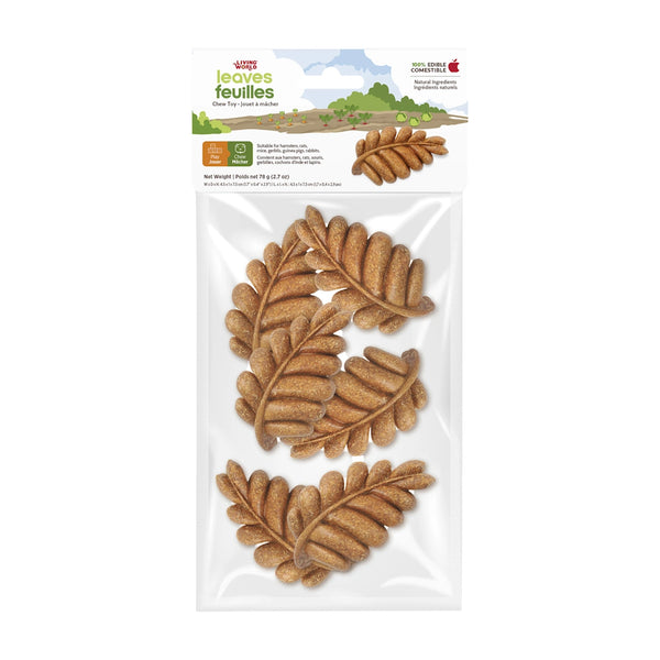 Jouet à mâcher comestible, Feuilles, brun, paquet de 6