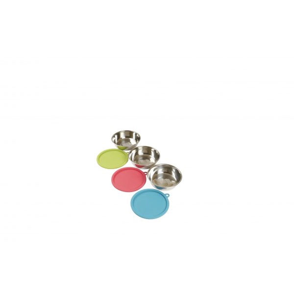 Bols pour animaux avec couvercles paquet de 3 (1 x vert, 1 x bleu, 1 x rouge)