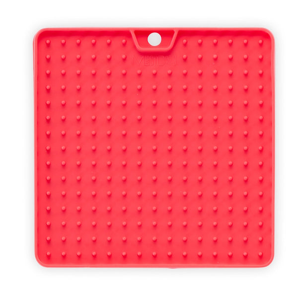 Messy cats tapis d'alimentation interactif et réversible en silicone, 5.5"x5.5" - pastèque