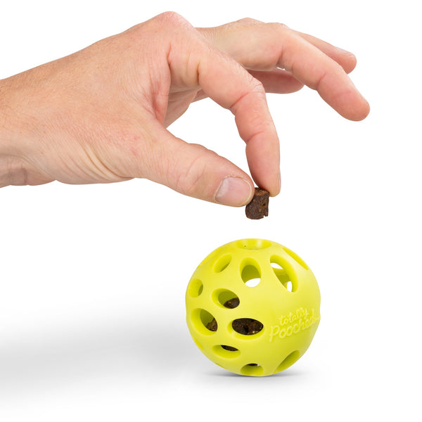 Jouet "Totally Pooched, huff'n puff ball" jouet en caoutchouc pour chien - balle 2.5"