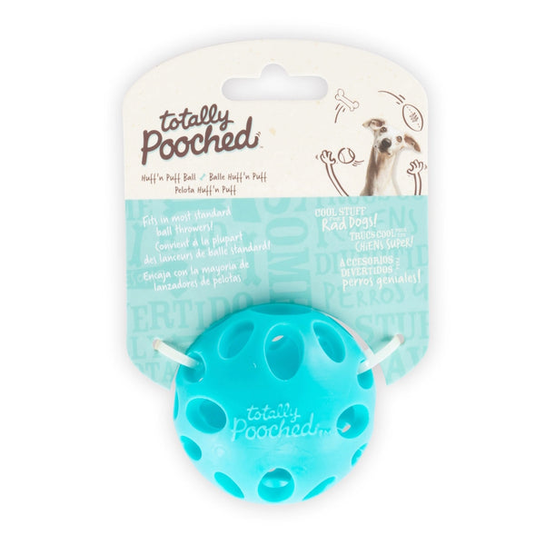 Jouet "Totally Pooched, huff'n puff ball" jouet en caoutchouc pour chien - balle 2.5"