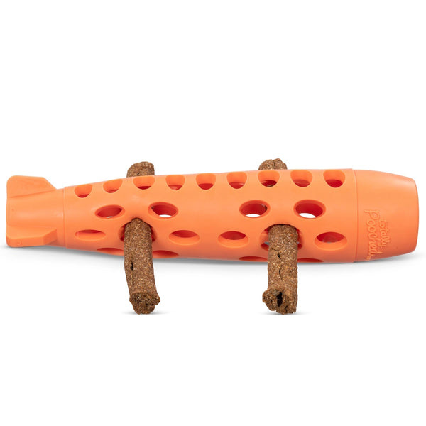 Jouet "Totally Pooched, stuff n'chew" jouet en caoutchouc pour chien - bâton fusée 10"