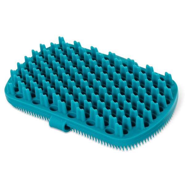 Brosse de toilettage à double face en silicone - bleue