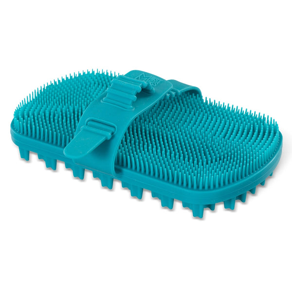 Brosse de toilettage à double face en silicone - bleue