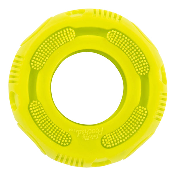 Jouet "Totally Pooched, stuff 'n brush" jouet en caoutchouc pour chien - pneu vert