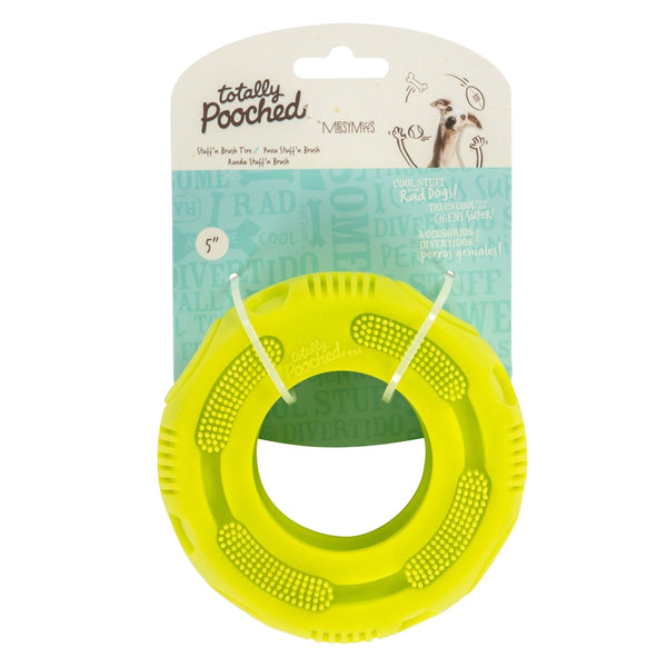 Jouet "Totally Pooched, stuff 'n brush" jouet en caoutchouc pour chien - pneu vert