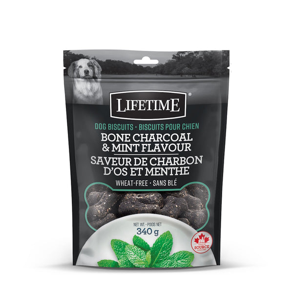 Biscuits pour chien à saveur de charbon d'os/menthe 340g