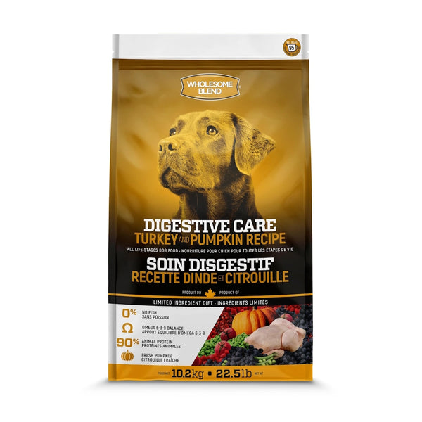 Nourriture pour chien, sans grains, soin digestif 10.2 kg