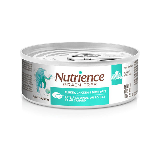 Pâté Nutrience Sans grains pour chats d’intérieur, Dinde, poulet et canard, 156 g