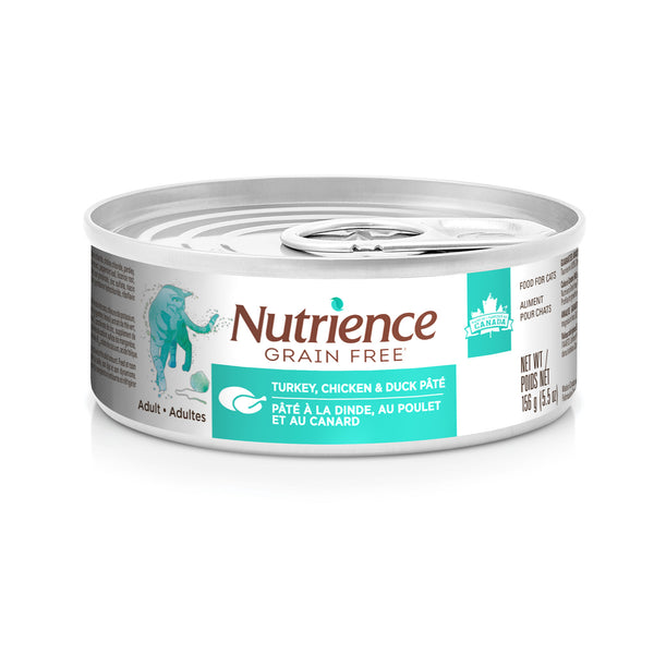 Pâté Nutrience Sans grains pour chats d’intérieur, Dinde, poulet et canard, 156 g