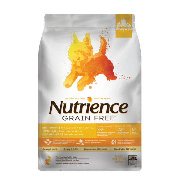 Nourriture Nutrience Sans grains pour chiens de petite race, Dinde, poulet et hareng