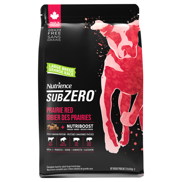 Nourriture Nutrience SubZero Sans grains pour chiens de grande race, Gibier des Prairies, 10 kg