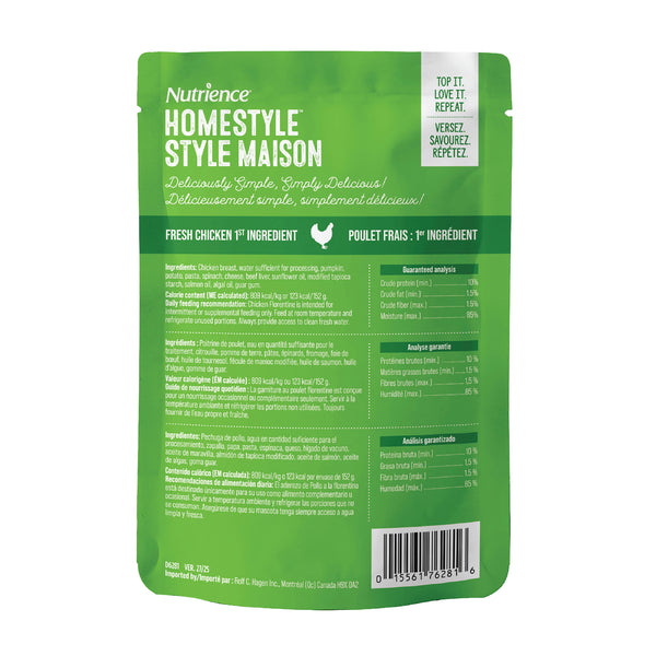 Garnitures Nutrience Style maison pour chiens, Poulet florentine, 152 g