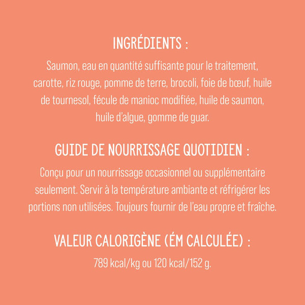 Garnitures Nutrience Style maison pour chiens, Saumon et riz rouge, 152 g