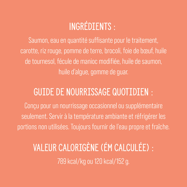 Garnitures Nutrience Style maison pour chiens, Saumon et riz rouge, 152 g