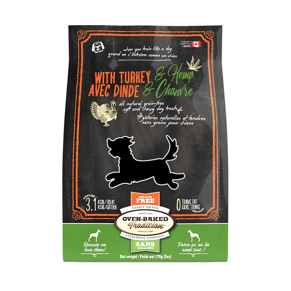 Gâteries pour chien, sans grains, tendres à la dinde et au chanvre 170 g - Animatout