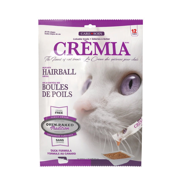 Gâteries à lécher pour chat CRÈMIA, sans grains - boules de poils - canard  8 x 15 g - Animatout