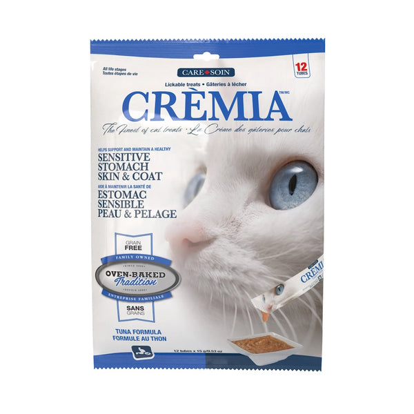 Gâteries à lécher pour chat CRÈMIA, sans grains - peau et estomac - thon 8 x 15 g - Animatout
