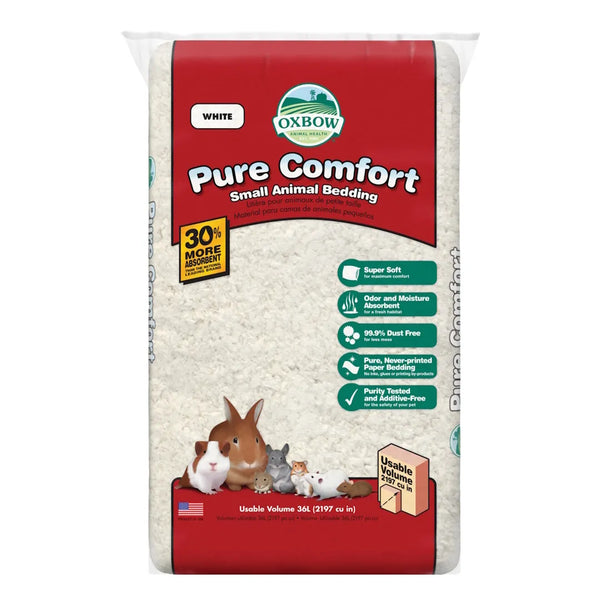 Pure comfort - litière de papier pour petits animaux, blanc 36 litres
