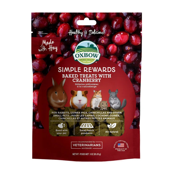 Simple rewards - gâteries cuites pour petits animaux, canneberge 2oz