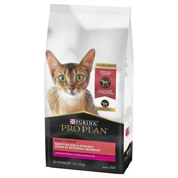 Nourriture pour chat peaux et estomacs sensibles formule agneau et riz 3.18 kg