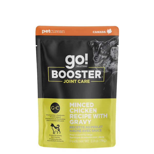 Nourriture humide pour chien "Booster" articulations poulet haché avec sauce 2.8oz
